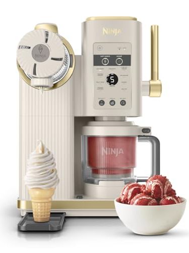 Ninja Creami Scoop and Swirl Ice Cream Machine With 2x Tubs, 13 Functions, Makes Ice Cream, Soft Serve, Gelato, Sorbet, Milkshakes and More, Mix-In Option, Stone Gold, Nc701ukstgd
