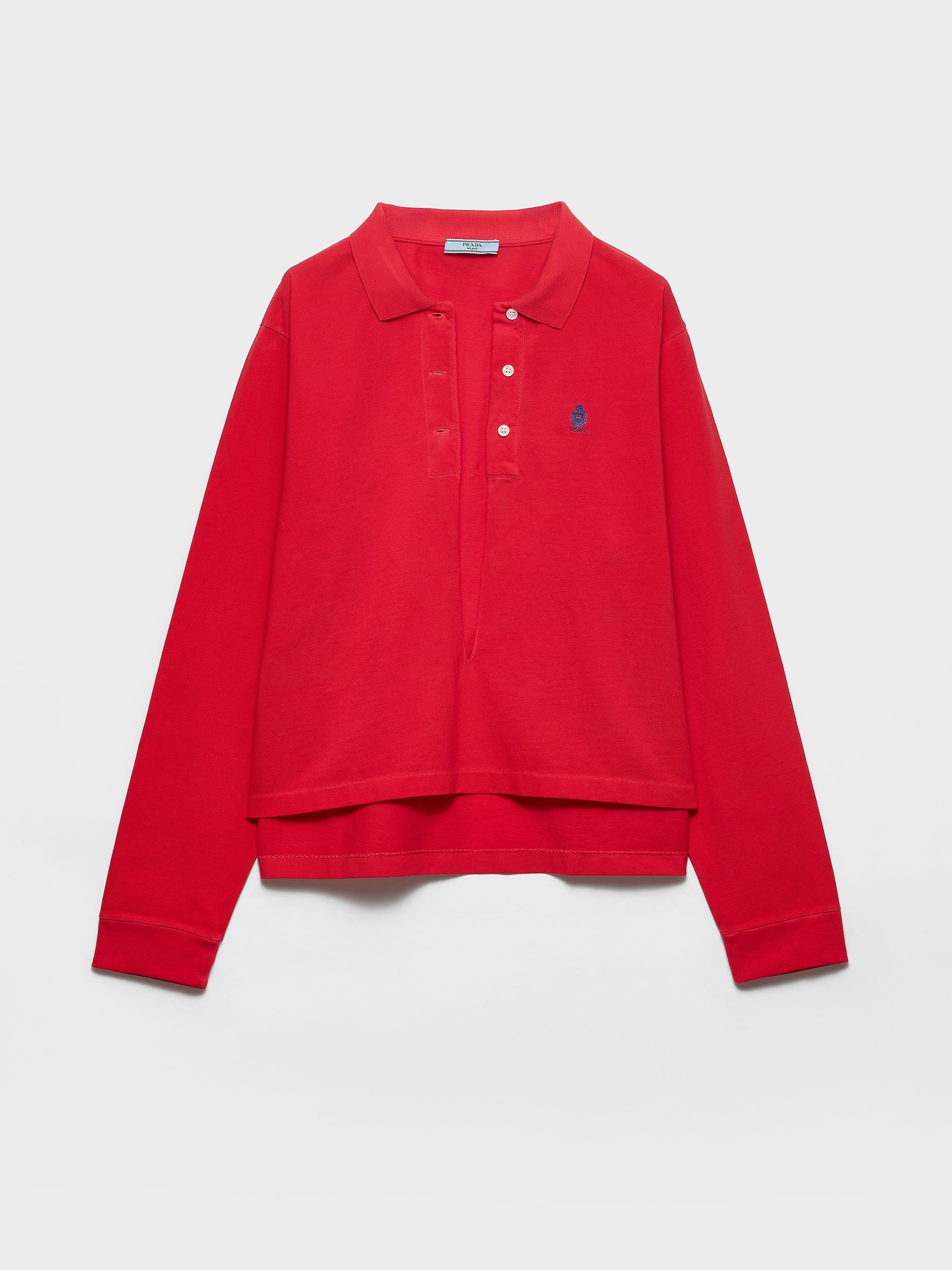 Prada, Long-Sleeved Cotton Piqu&amp;eacute; Polo Shirt