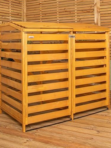 1.33m X 1.25m Large Wooden Outdoor Garden Double Wheelie Bin Store Storage for 2 Bins - Garden Bin Storage Box, Wheelie Bin Hideaways, Bin Shed