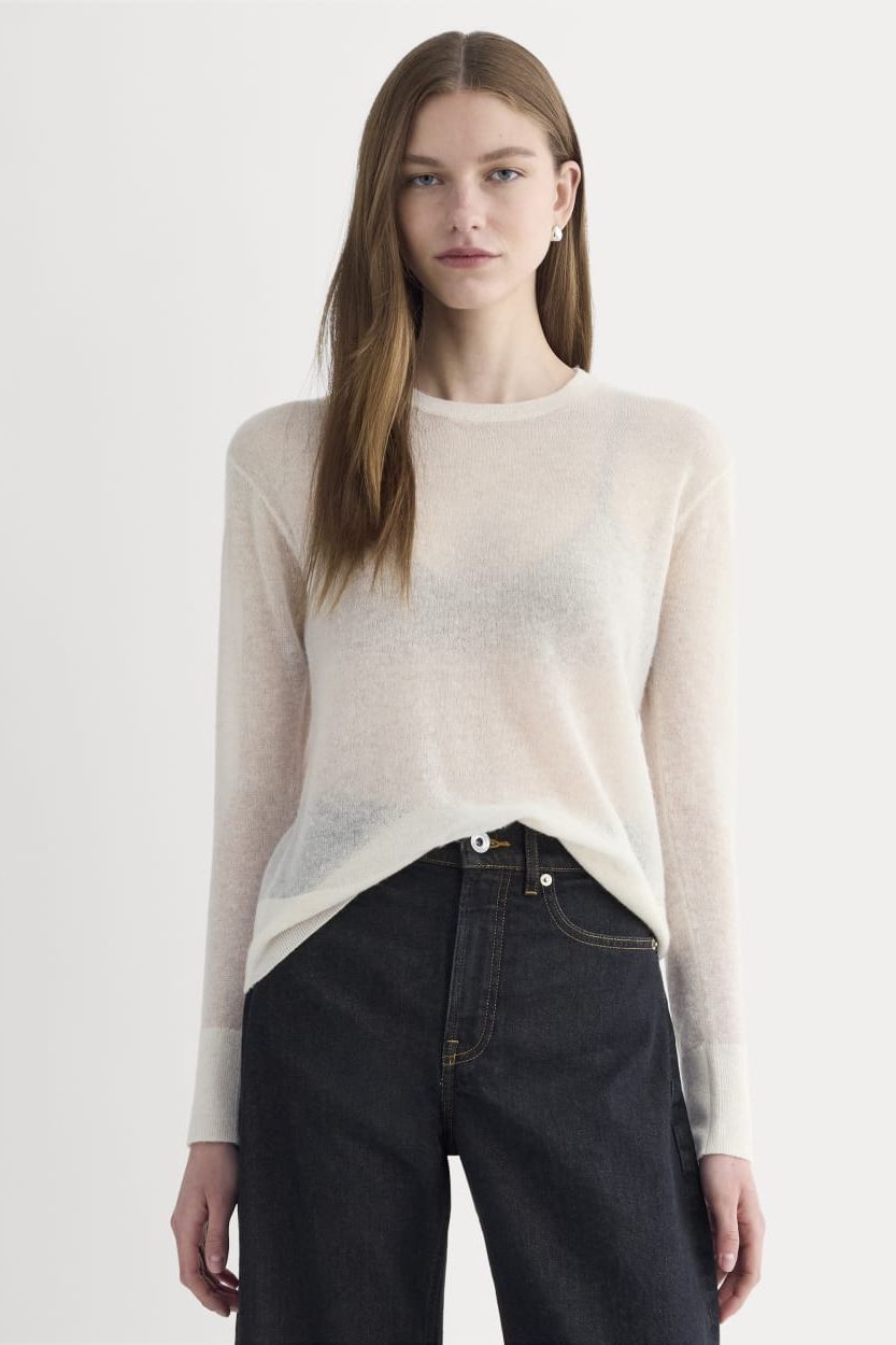 The Air Alpaca&amp;trade; Relaxed Crew Top | Birch - Xxs