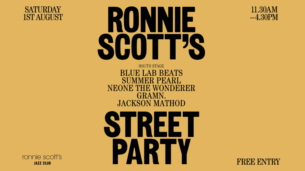 an image of the poster for the ronnie scott's street party