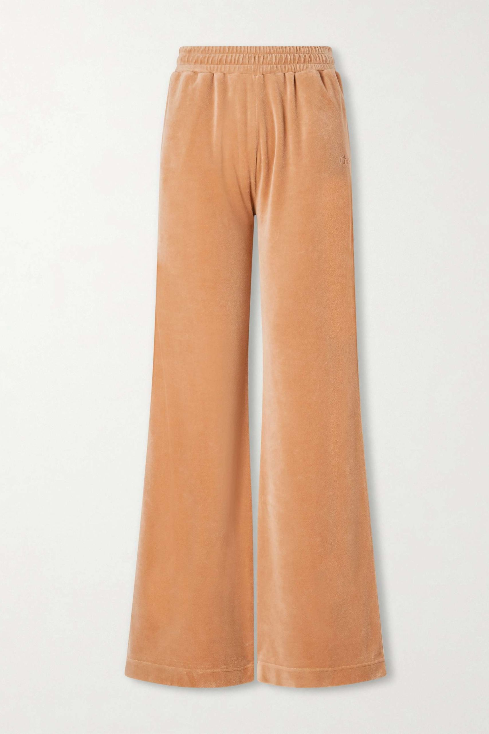 Wide-Leg Cotton-Blend Velvet Pants