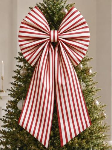 Large Red & White Christmas Bow 