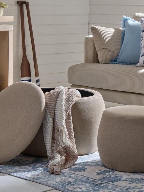 Bodhi Ottoman Storage Pouffe Set - Oatmeal