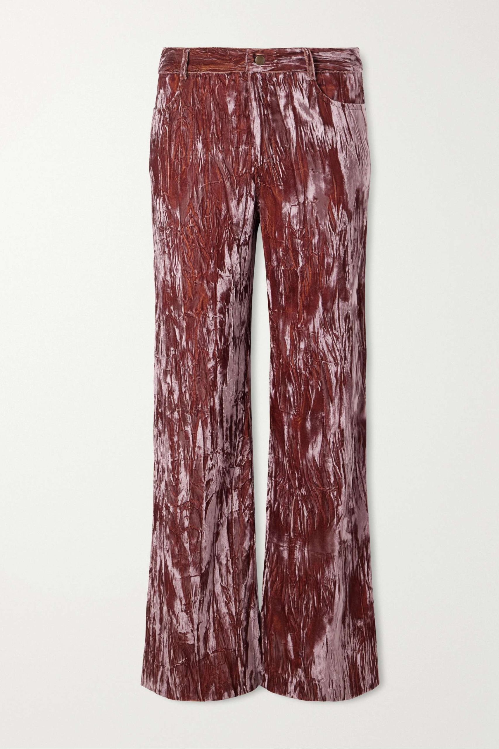 Velvet-Rayon Wide-Leg Pants