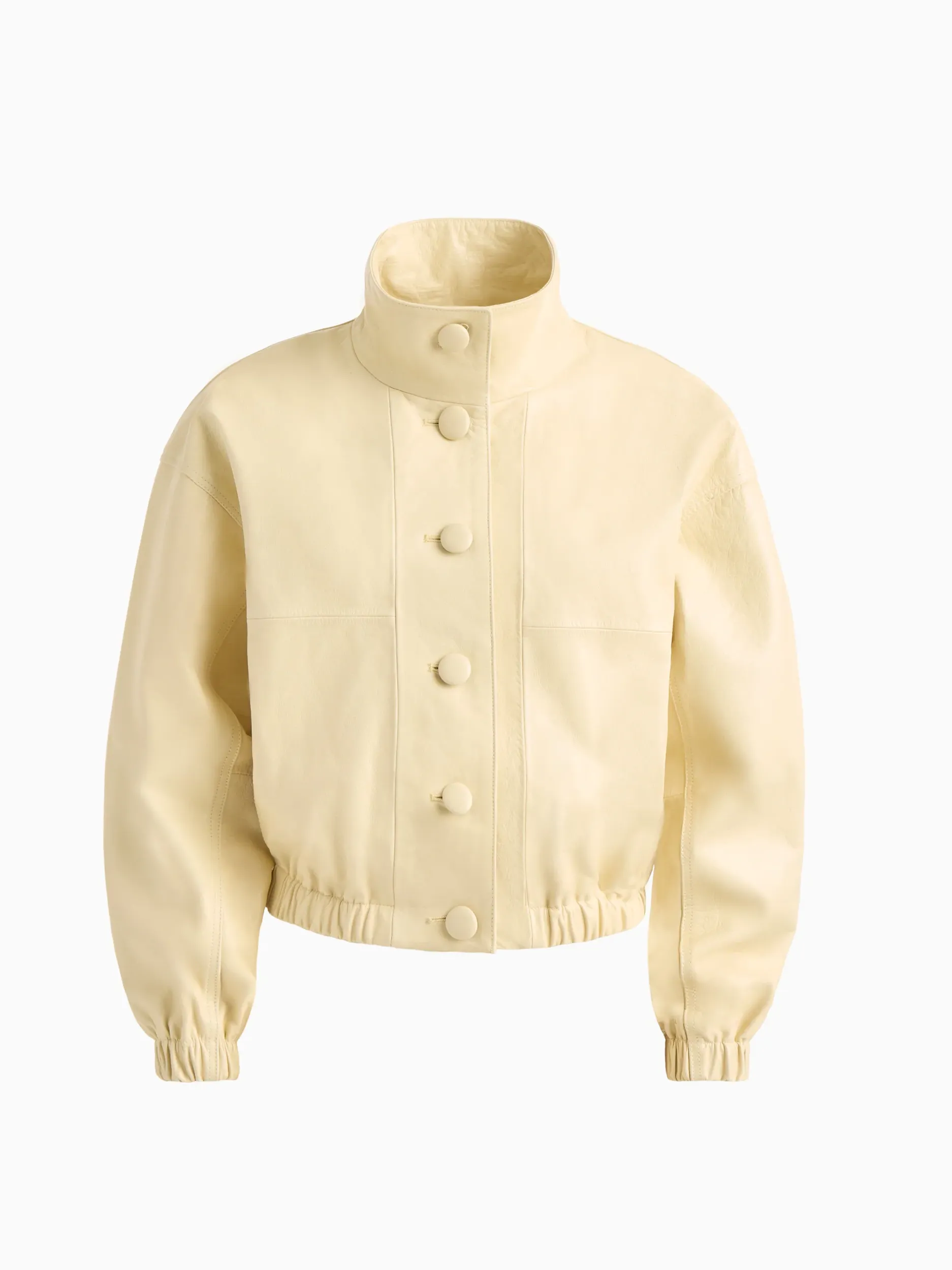 Dodiee, Kate Leather Bomber in Butter Yellow