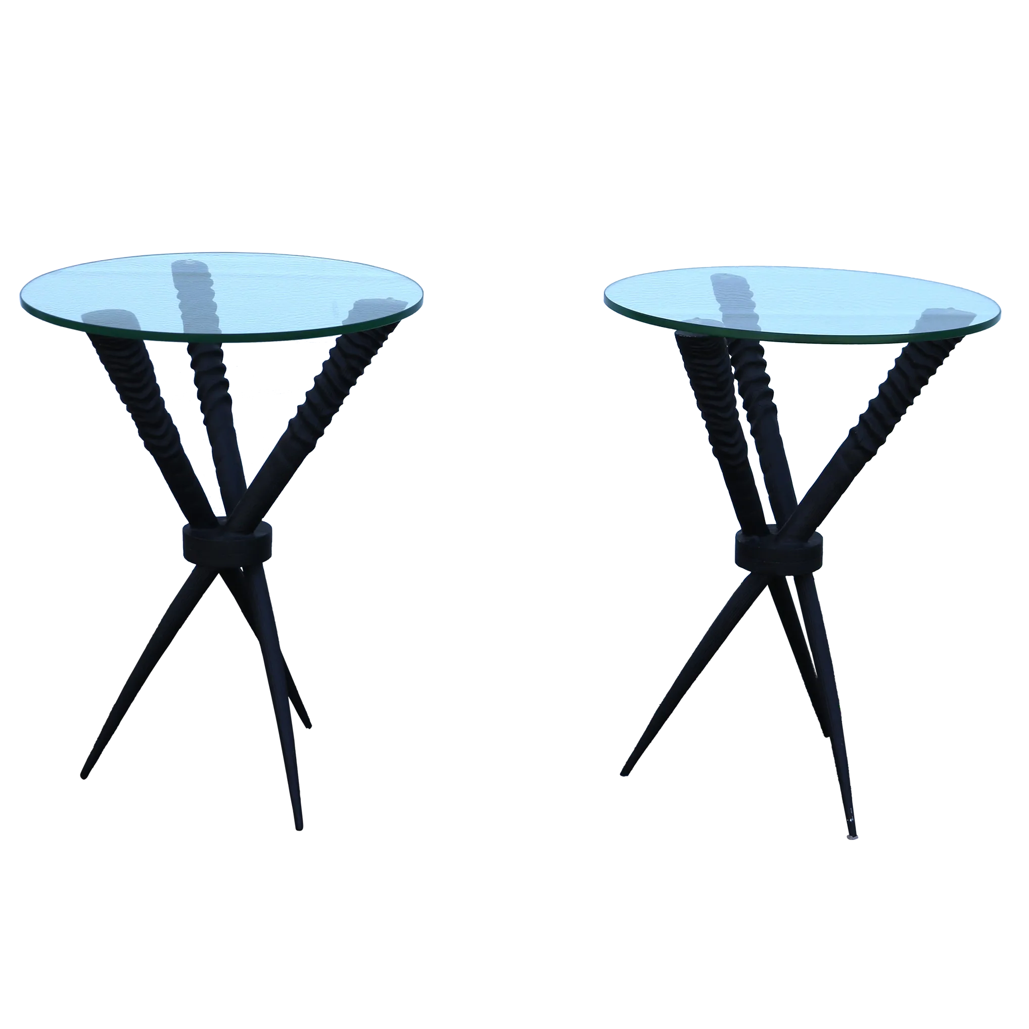 Oryx Gazella Horn Tripod Side Tables by Source for West Elm-A Pair