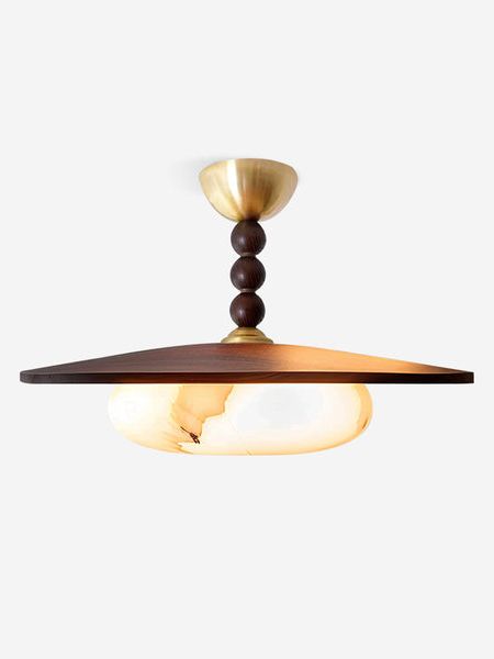 Royelux Artisan Wood & Alabaster Ceiling Light With Brass Accents