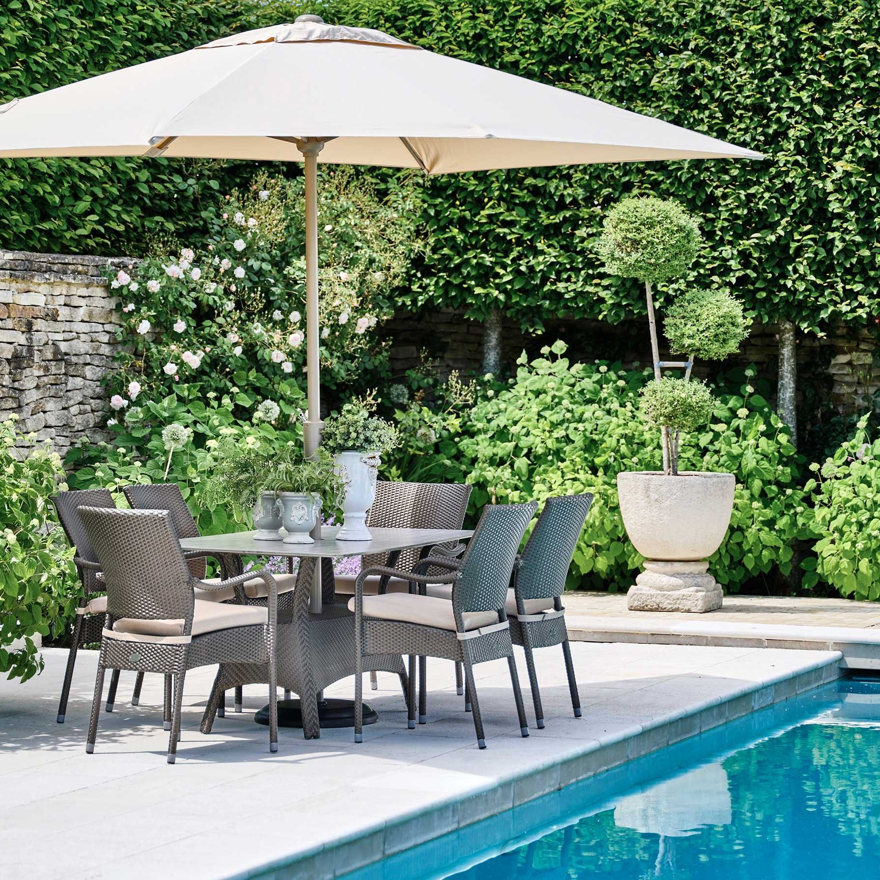 best pool patio outdoor furniture with umbrella for chlorine pools SUPERJARE 13FT Base Included, Double Sided Umbrellas with Fade Resistant Canopy, Large Table Umbrella Deck, Market, Backyard and let the wind refresh your space 9-Ft Patio Table Umbrella with