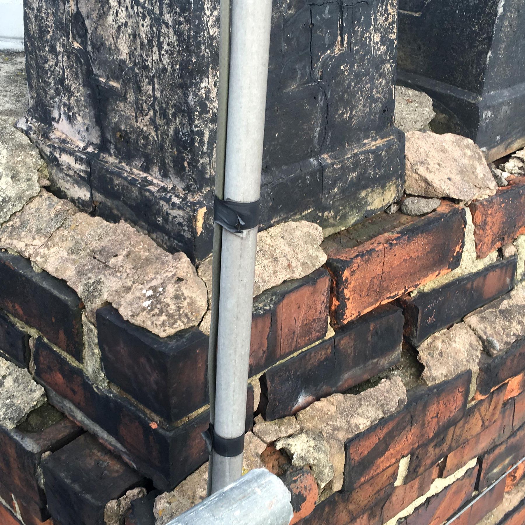 Chimney repointing close-up