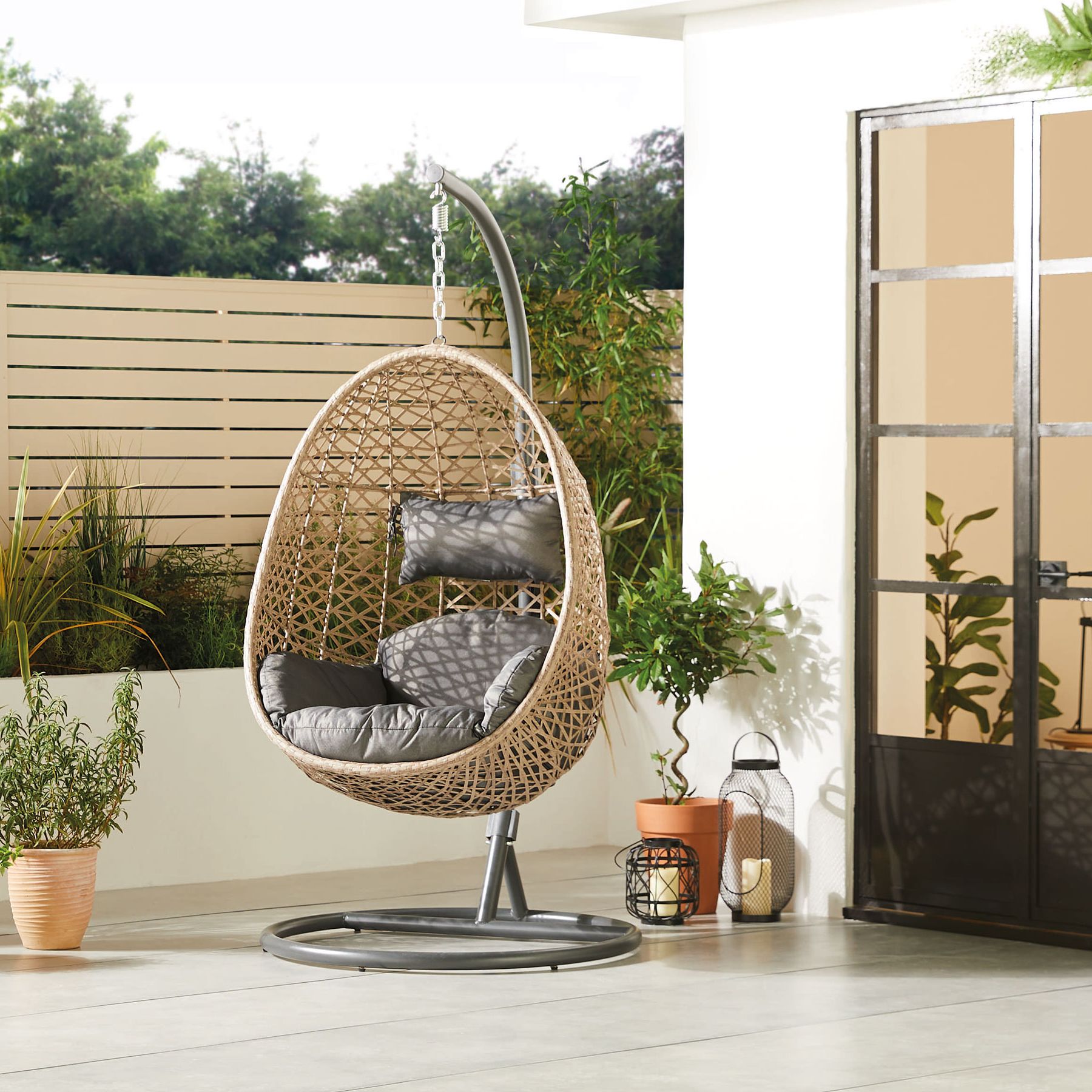 Outdoor Hammock Aldi Boho Hanging Chair With Stand Aldi Hanging Egg Chair  Is Back In Stock This Weekend Real Homes