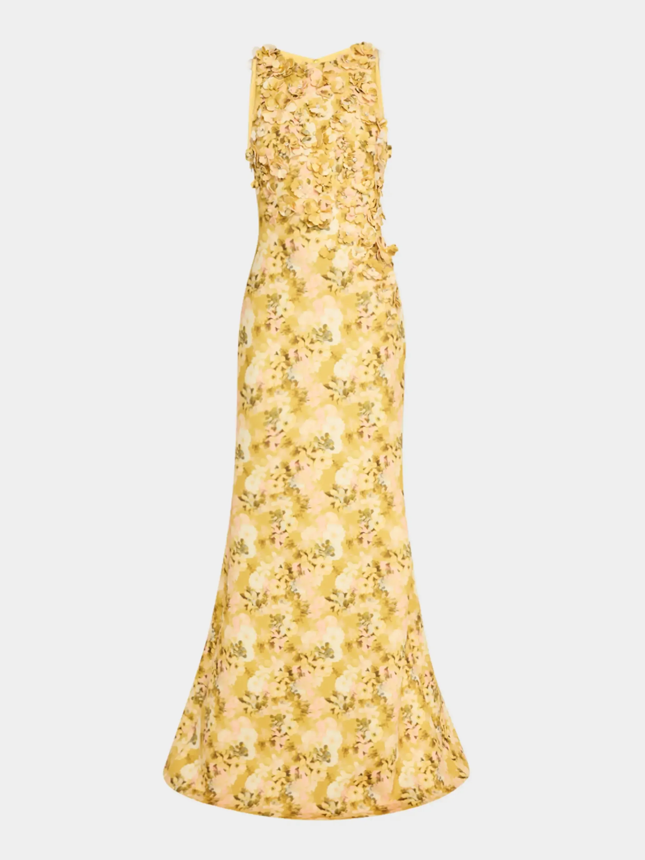 Badgley Mischka Collection, Floral-Print Scuba Trumpet Gown