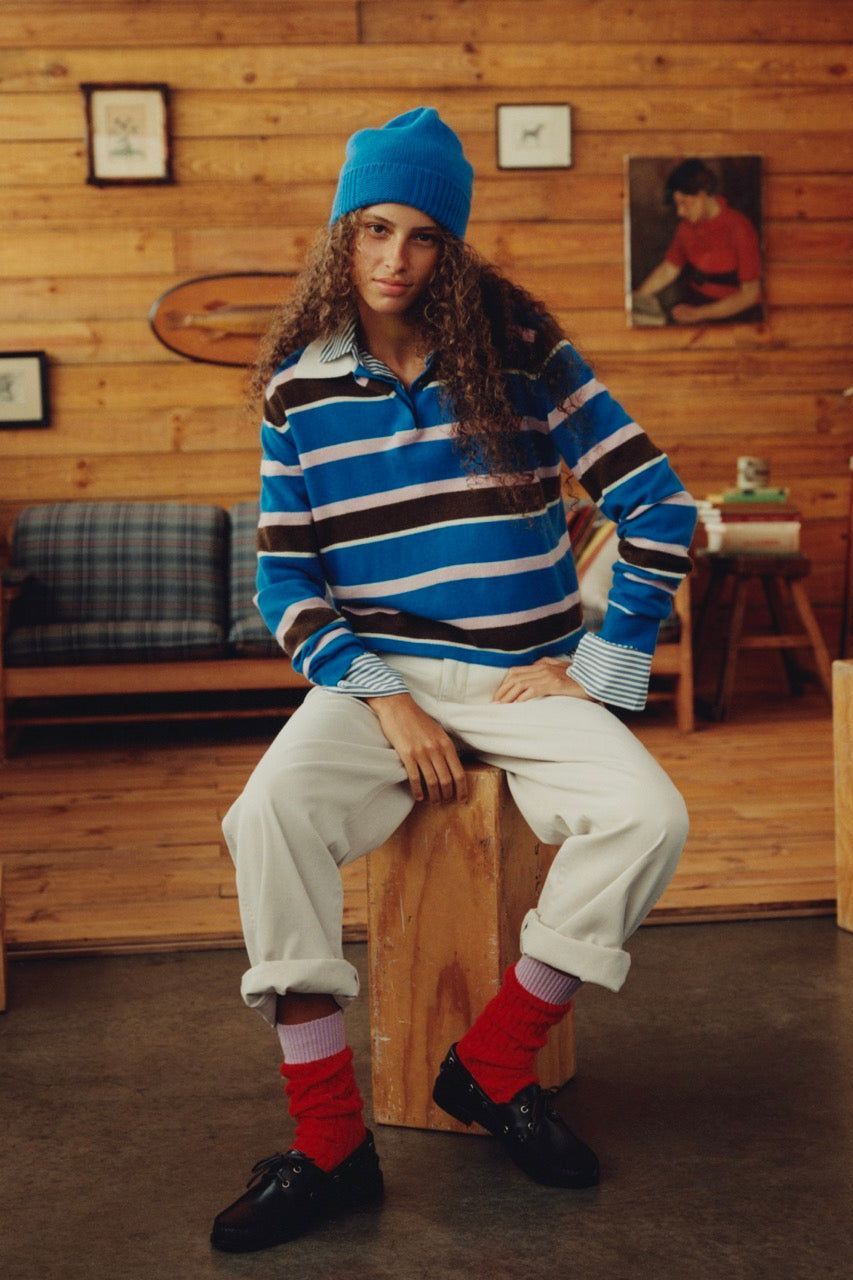 Cropped Stripe Rugby - Twilight Combo