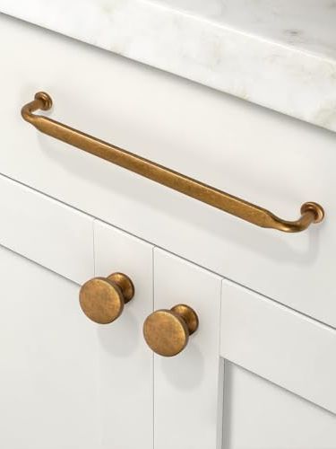 Talentedeco 10 Pack Antique Brass Cabinet Pulls 10 Inch(256mm) Kitchen Cupboard Handles Vintage Retro Cabinet Hardware for Drawer Pulls