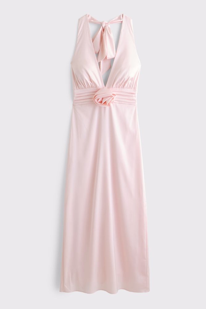 Rosette Halter Midi Dress