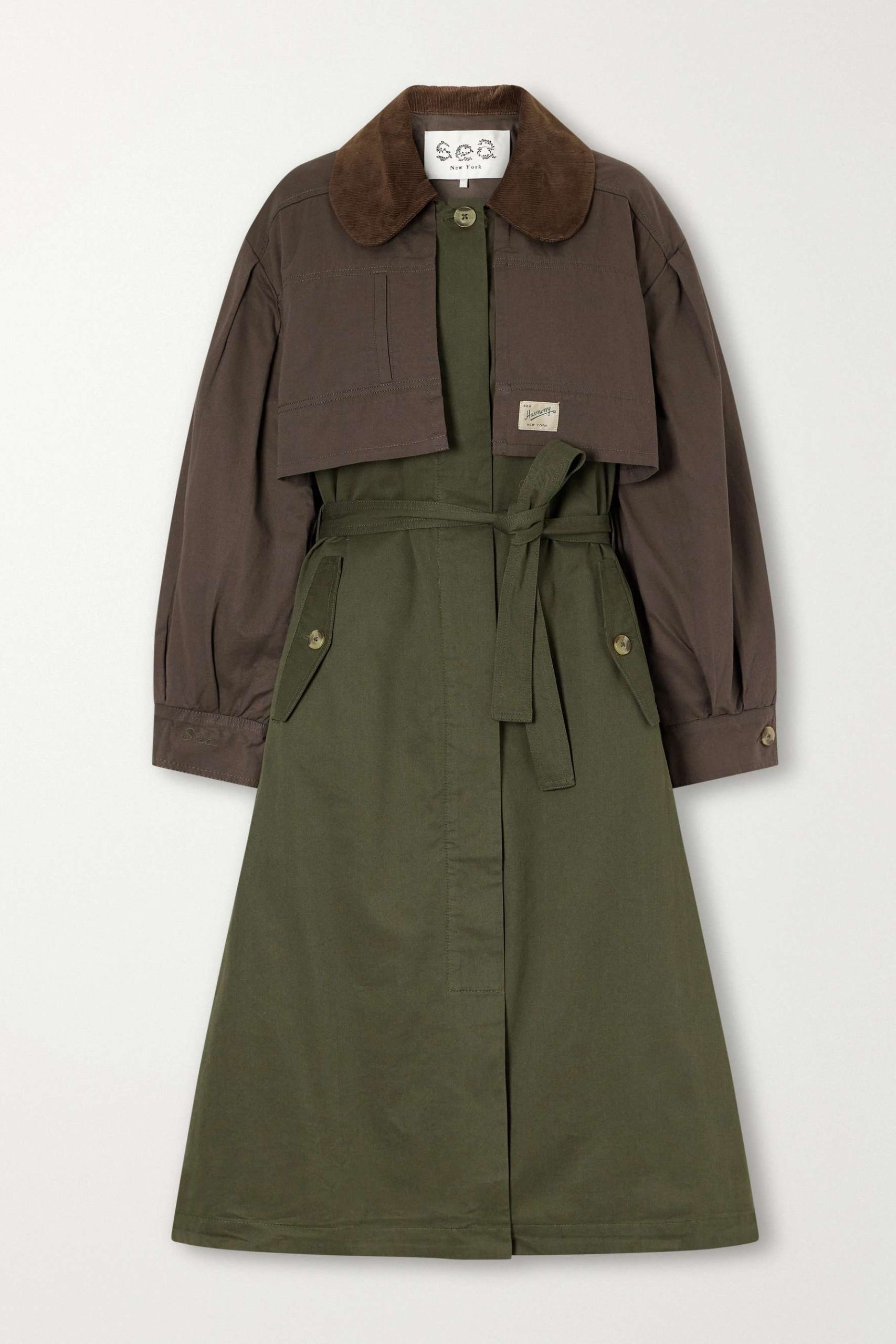 Tristan Corduroy-Trimmed Cotton Trench Coat