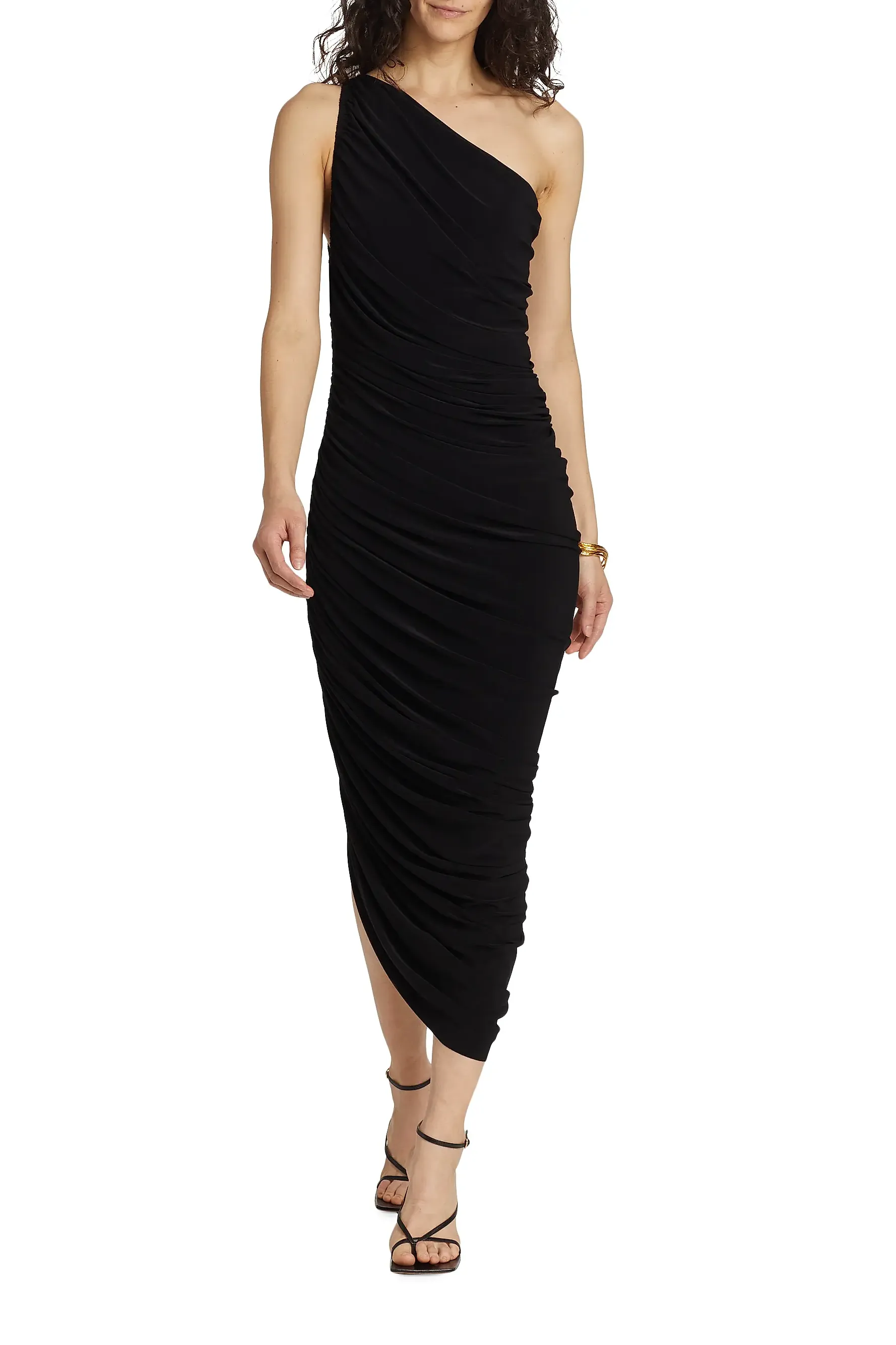 Diana Ruched One-Shoulder Gown