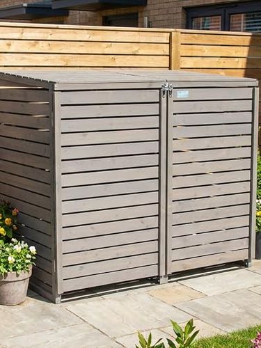 Garden Universe Wheelie Bin Storage Unit 2 X 240l Wheelie Bins Outdoor Storage in Grey Wbs03-Grey