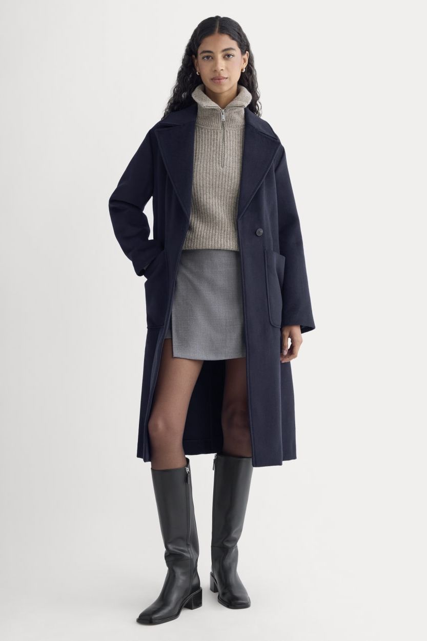 Rewool Belted Blanket Coat | Deep Navy - Xxs