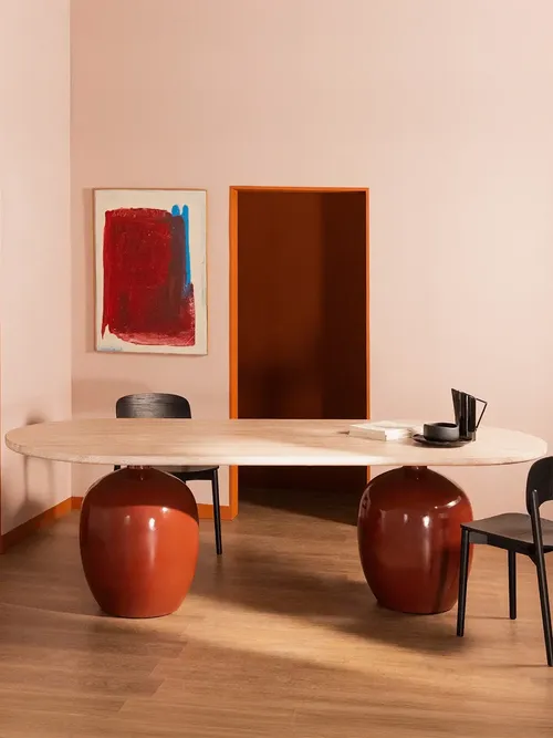 Oval Cement Dining Table 244cm