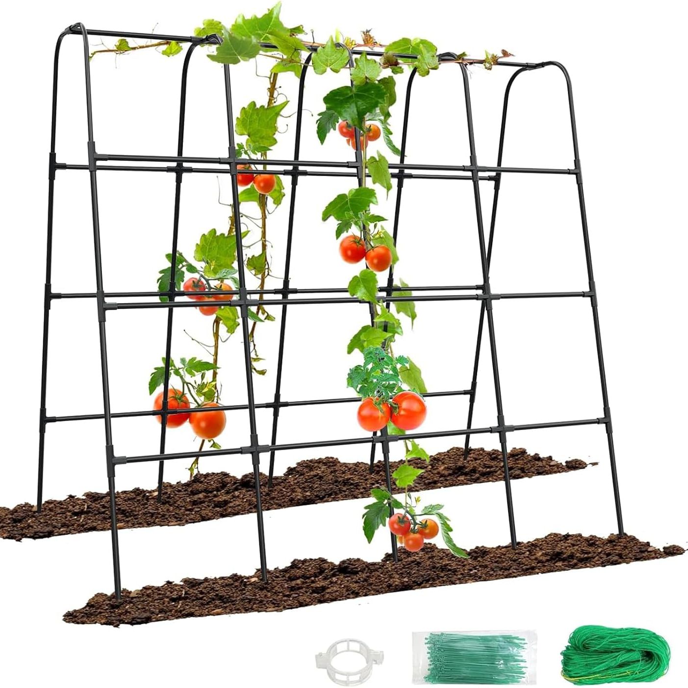 Gojaway 63&quot; L X 63&quot; H Cucumber Trellis for Raised Bed, Metal Arch Garden Trellis for Climbing Plants Outdoor, U-Shape Gardening Support Frame for Vegetable, Flower, Fruits, Vine
