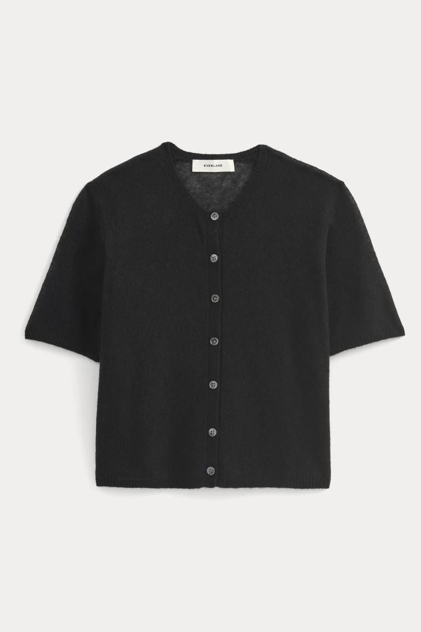 The Air Alpaca™ Short-Sleeve Cardigan | Black - Xxs