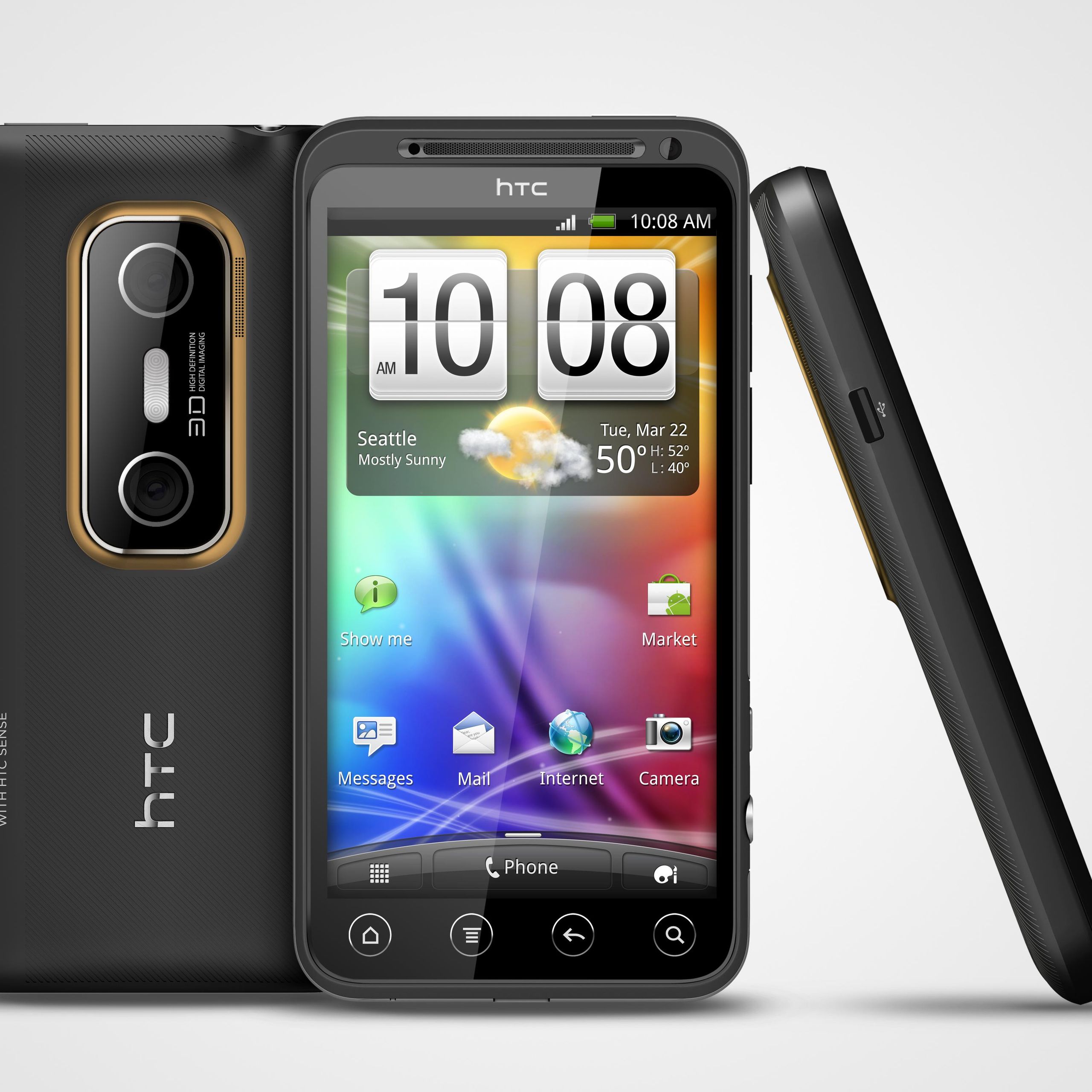HTC EVO 3D スマホ 本体 貴重な裸眼3Dデジカメ 32GB SD付 HTCdev