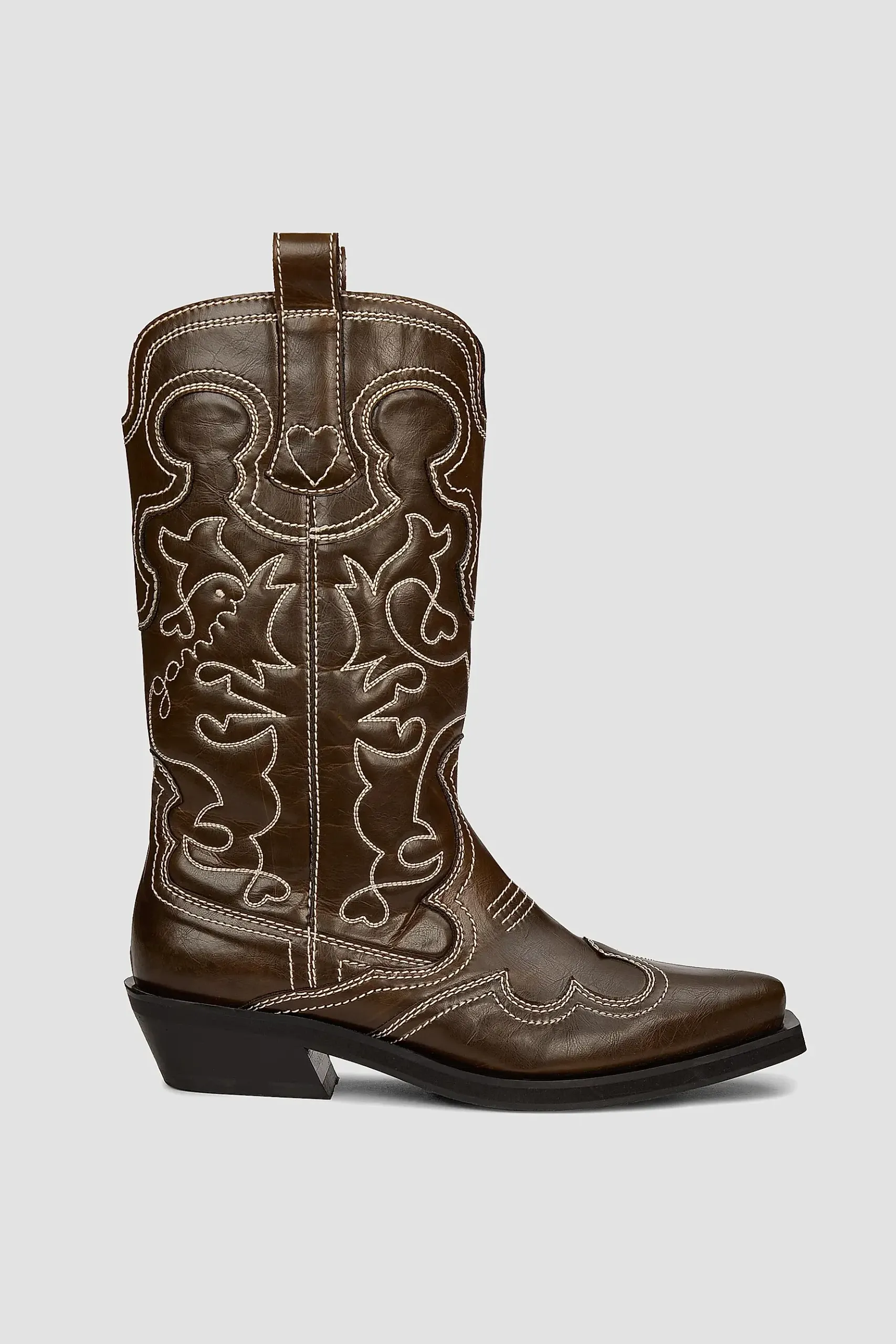 40mm Embroidered Faux-Leather Mid-Shaft Boots