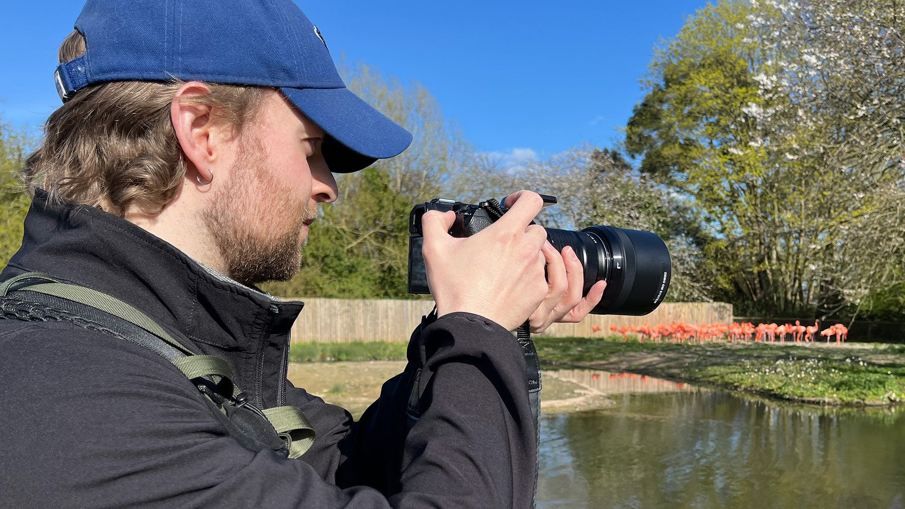 Mike Harris with M.Zuiko Digital ED 40-150mm f/2.8 PRO in rural setting with blue sky