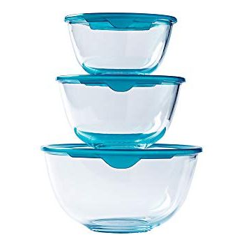 Pyrex&amp;reg; - Prep &amp;amp; Store - Set of 3 Heavy Duty Glass Bowls With Lids (0.5l - 1l - 2l) - Bpa Free