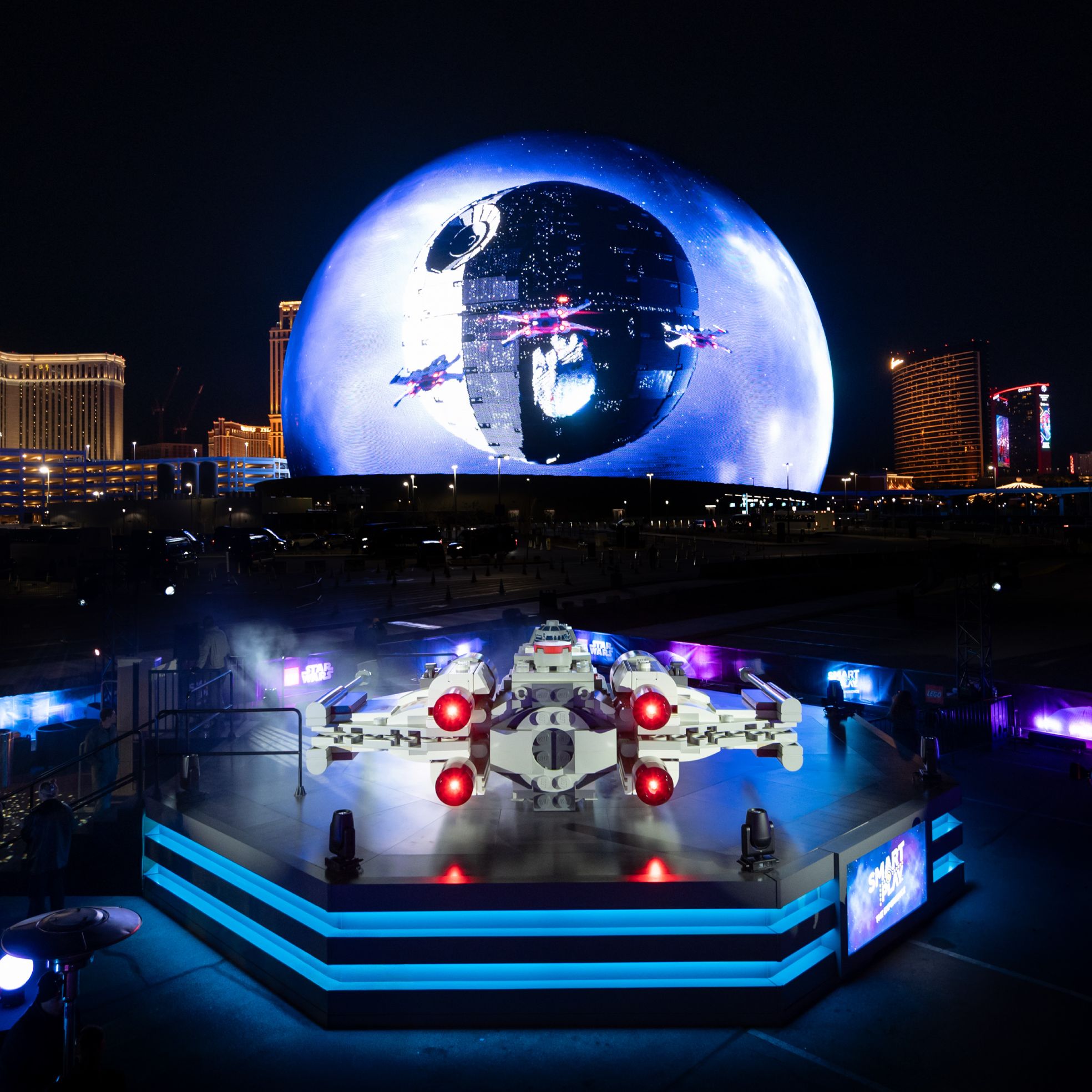 I flew the Star Wars Death Star trench run on the Sphere in a Lego