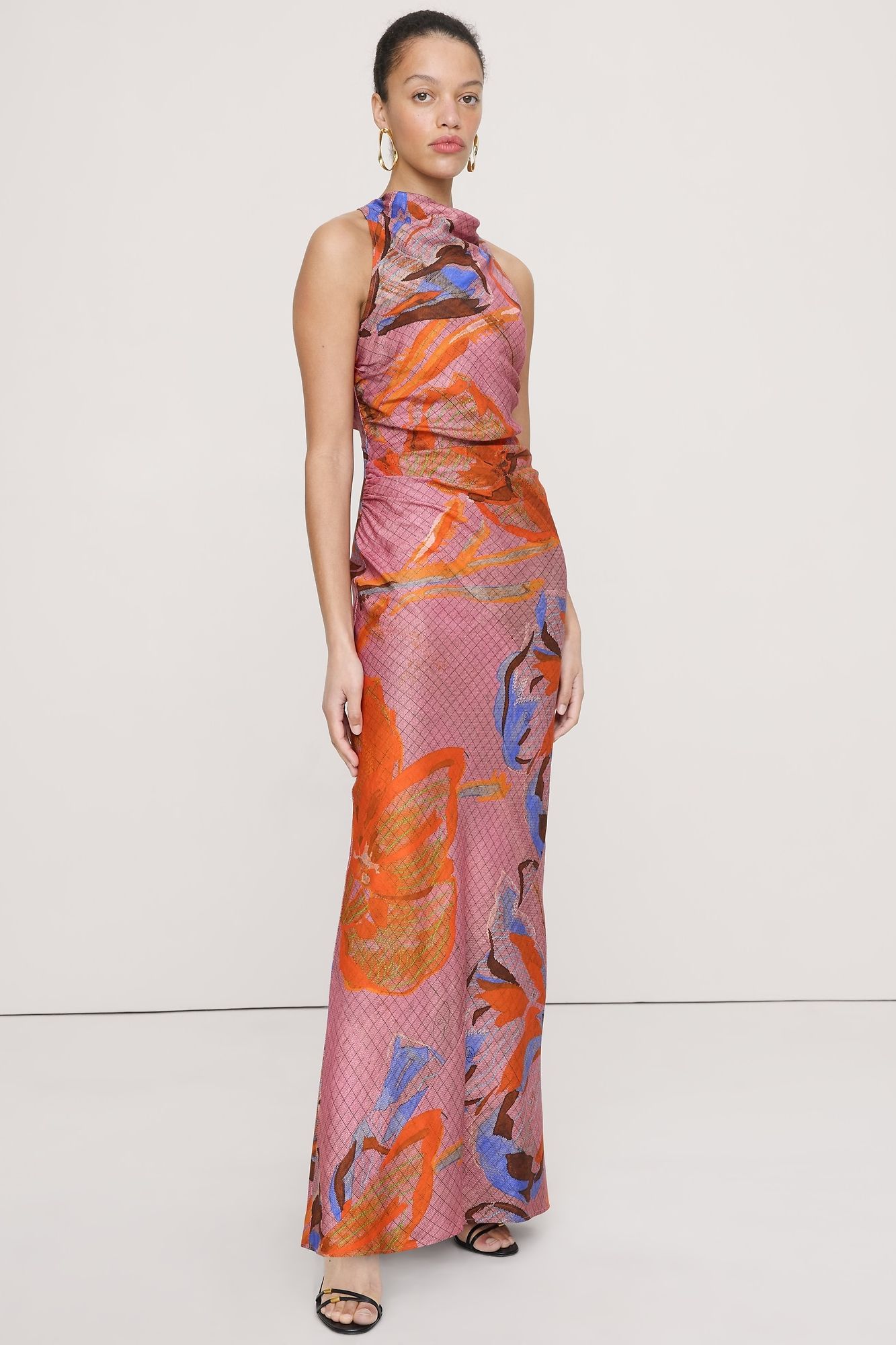 Viscose-Linen Cowl-Neck Dress