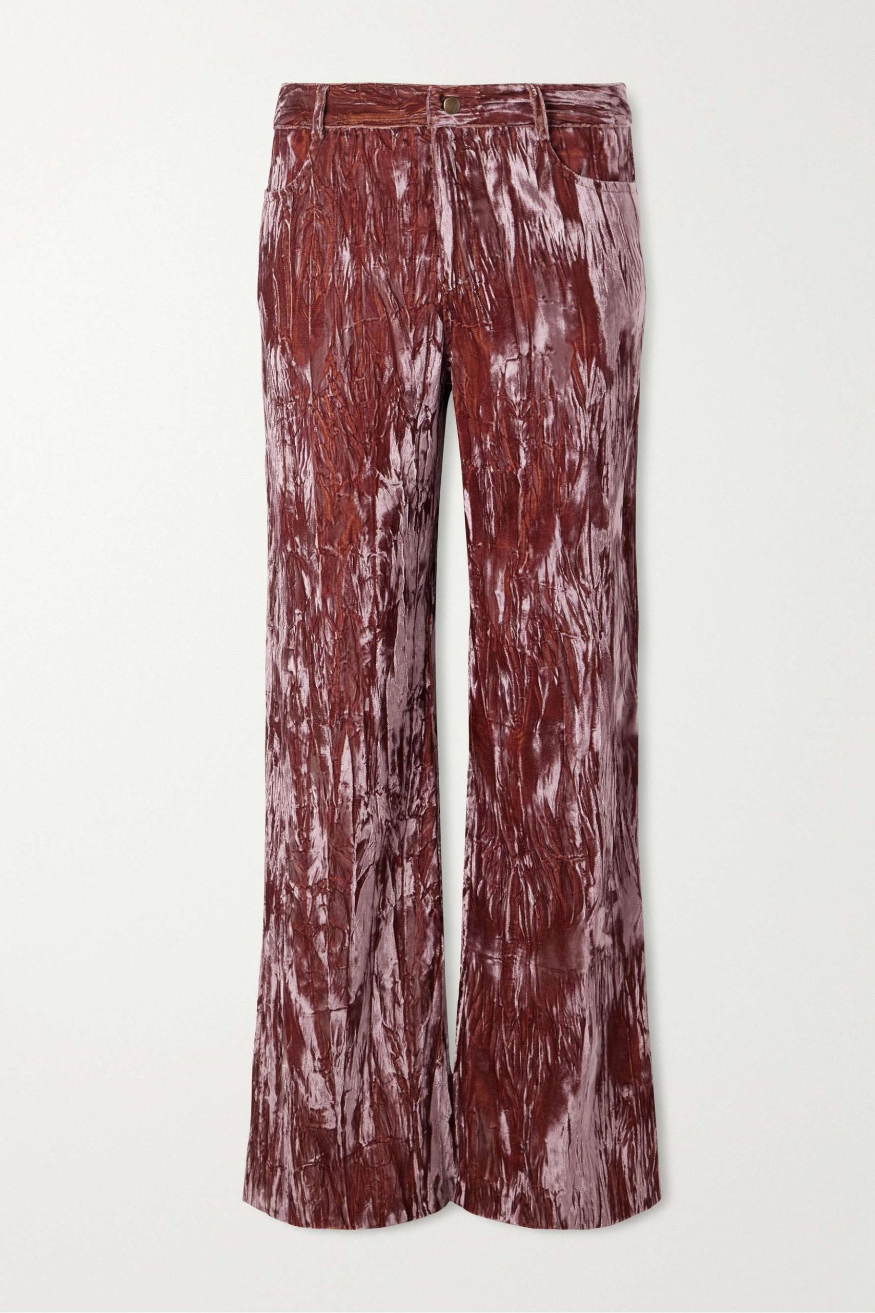 Velvet-Rayon Wide-Leg Pants