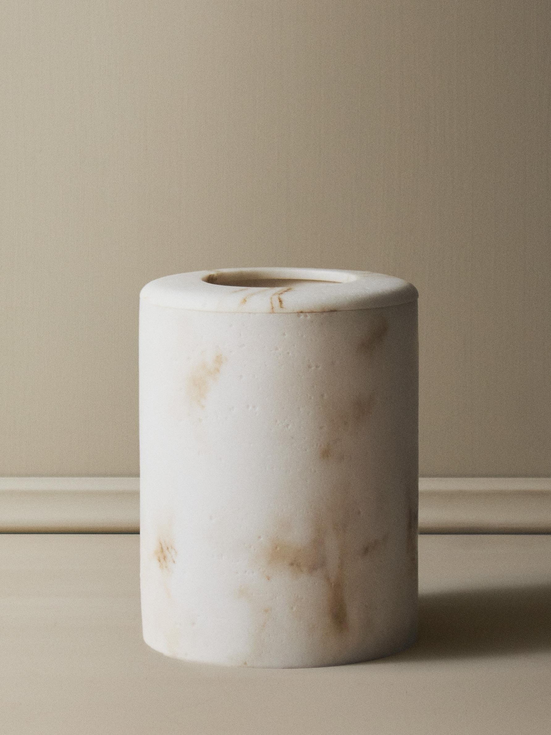 Marble-Effect Bathroom Bin