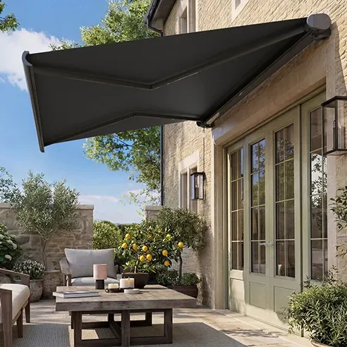 247blinds, Solis Luxe Full Cassette Awning in Dark Grey