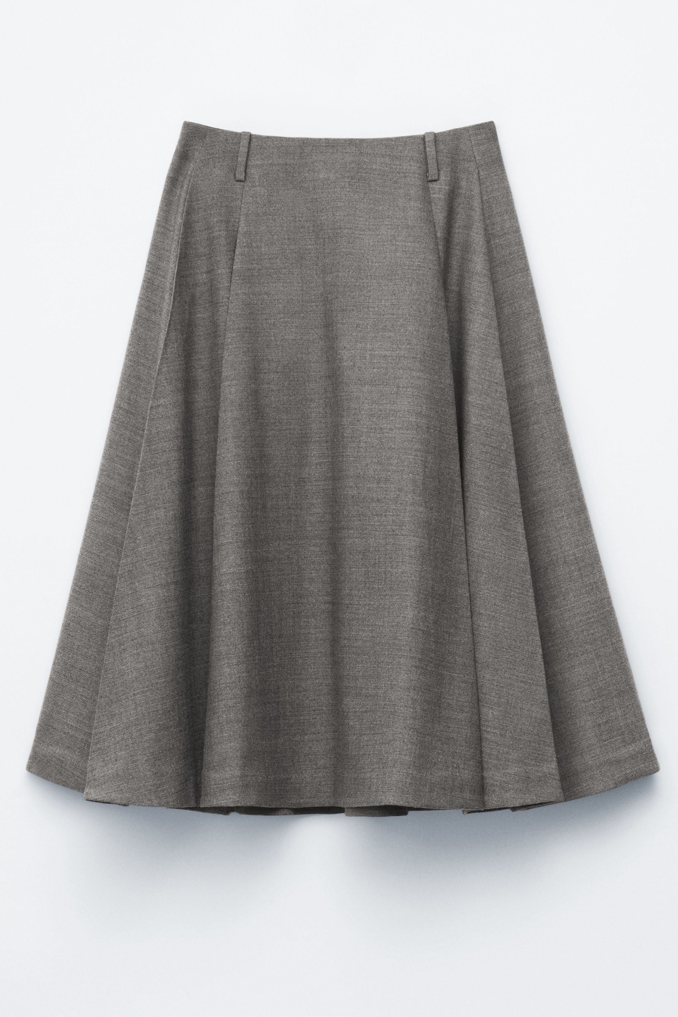 Pleated Wool Midi Skirt