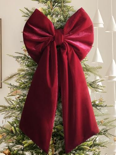 Large Red Velvet Christmas Tree Topper Bow