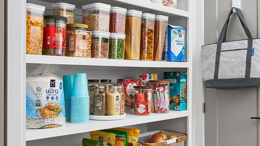 Members Mark products stored neatly in a pantry.