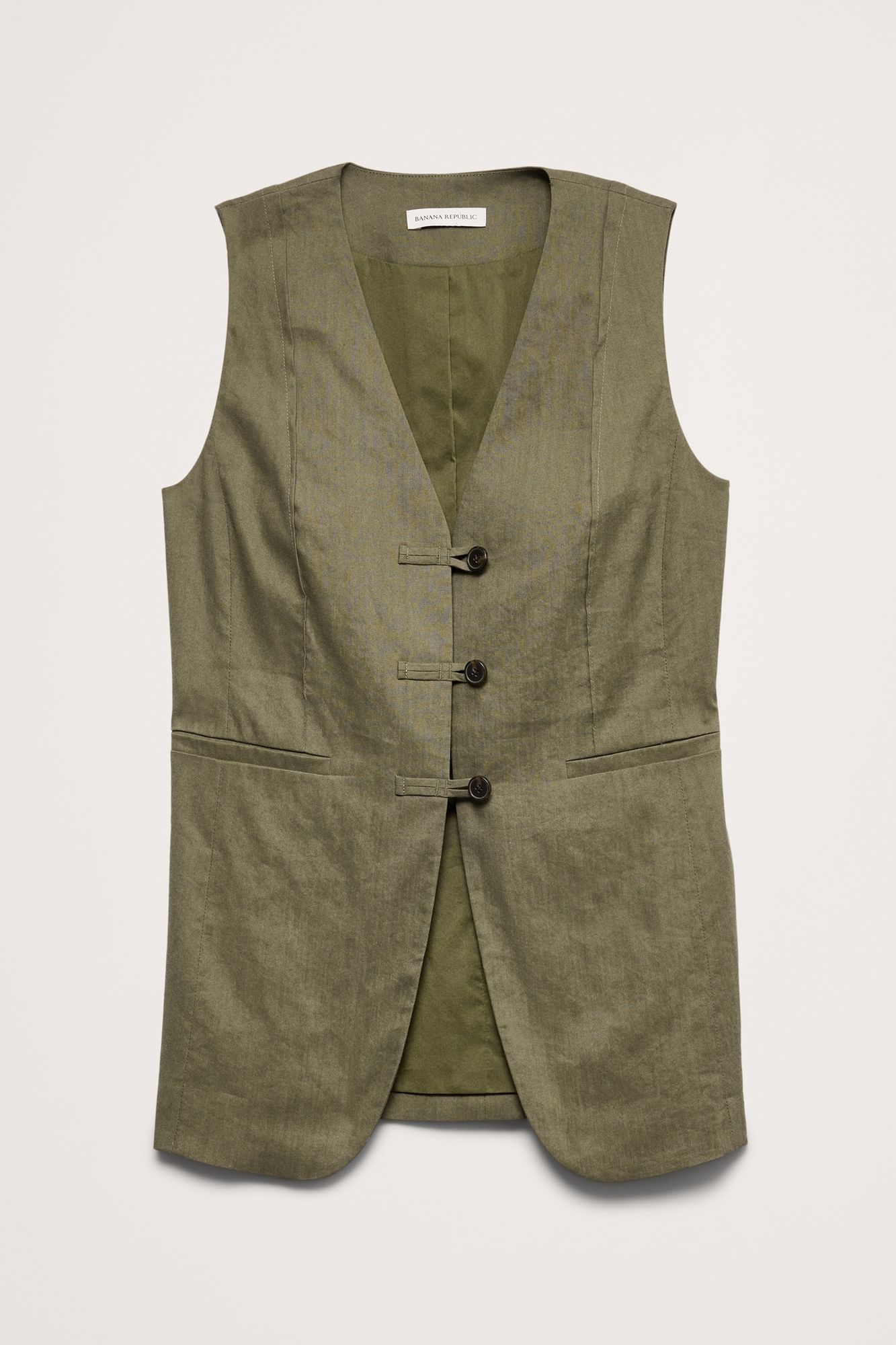 Stretch Linen-Viscose Long Vest