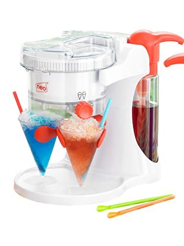 Neo Ice Snow Cone Slushie Slushy Slush Cold Shaver Maker Ice Scraper Drinks Cocktail Machine Electric Crusher Dispenser With 4 Straws &amp;amp; 4 Cups