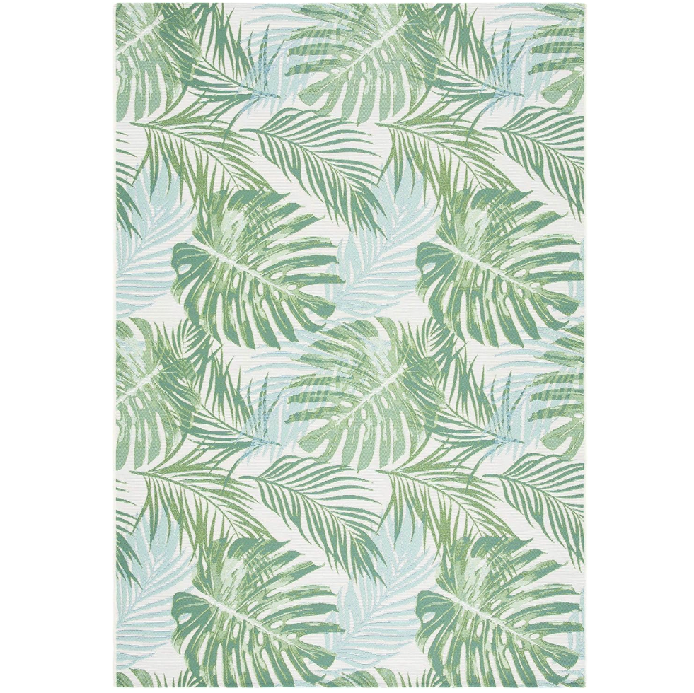 Safavieh Washable Rug Outdoor Barbados Collection - 4' X 6', Green &amp;amp; Teal, Non-Shedding &amp;amp; Easy to Clean, Ideal for Patio, Backyard, Mudroom (bar592x)
