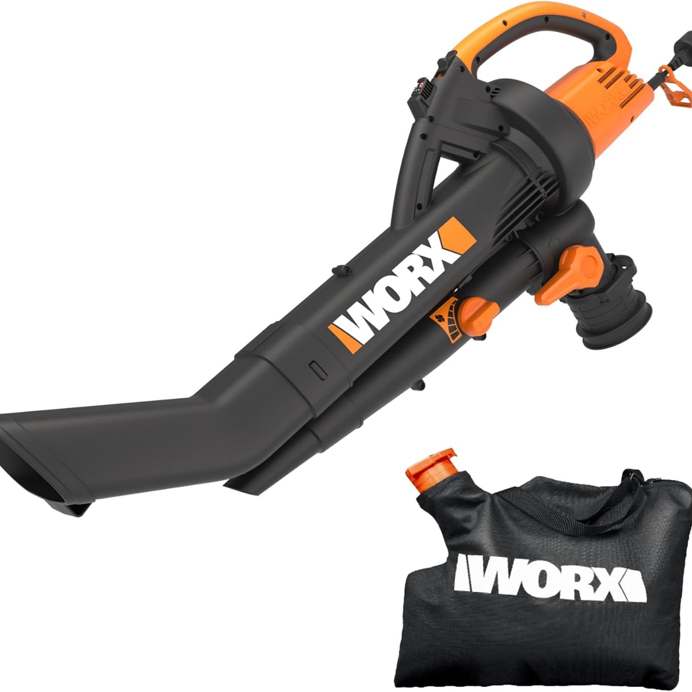 Worx Wg512 12 Amp Trivac, 3 in 1 Electric Leaf Blower, Leaf Vacuum &amp;amp; Leaf Mulcher for Lawn Care