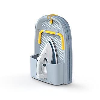 Joseph Joseph Pocket Folding Tabletop Ironing Board With Iron Holder and Wall Mount, Compact Space-Saving , Grey/yellow