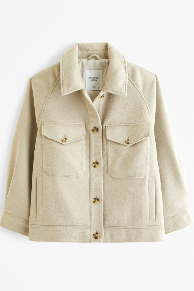 Wool-Blend Utility Shirt Jacket