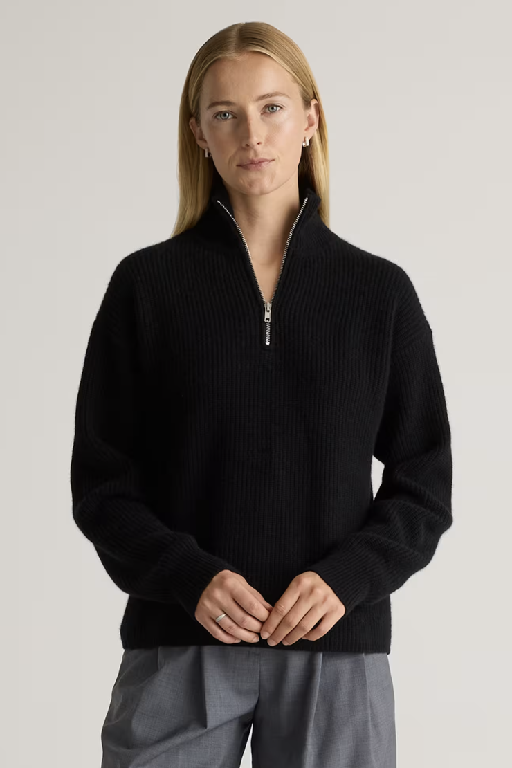 Quince, Mongolian Cashmere Fisherman Quarter Zip Sweater