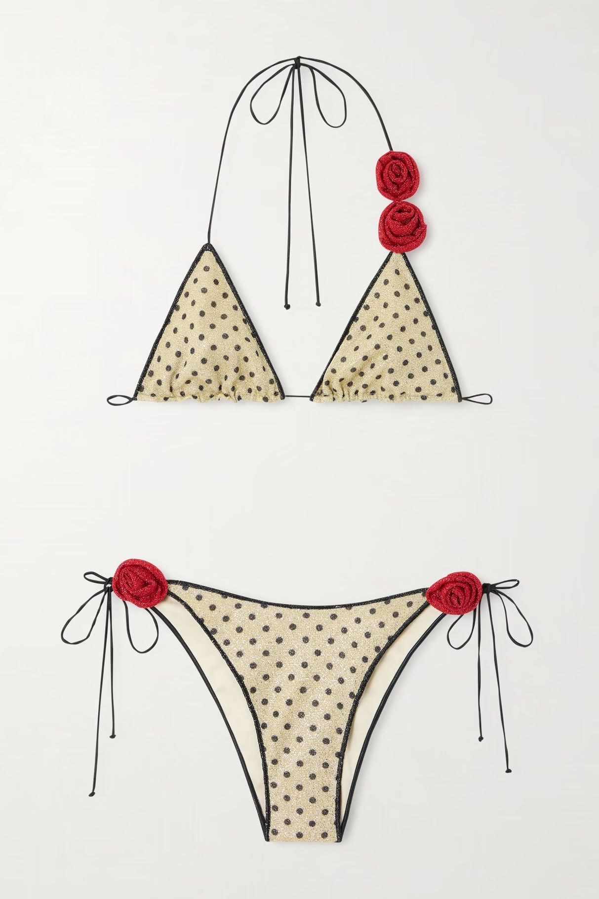 Os&amp;eacute;ree Lumi&amp;egrave;re Appliqu&amp;eacute;d Polka-Dot Lurex Bikini