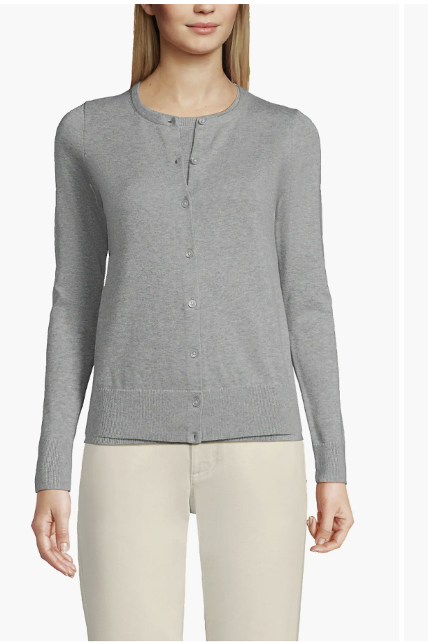 Lands&#039; End, Fine Gauge Cotton Cardigan Sweater (Was $90)