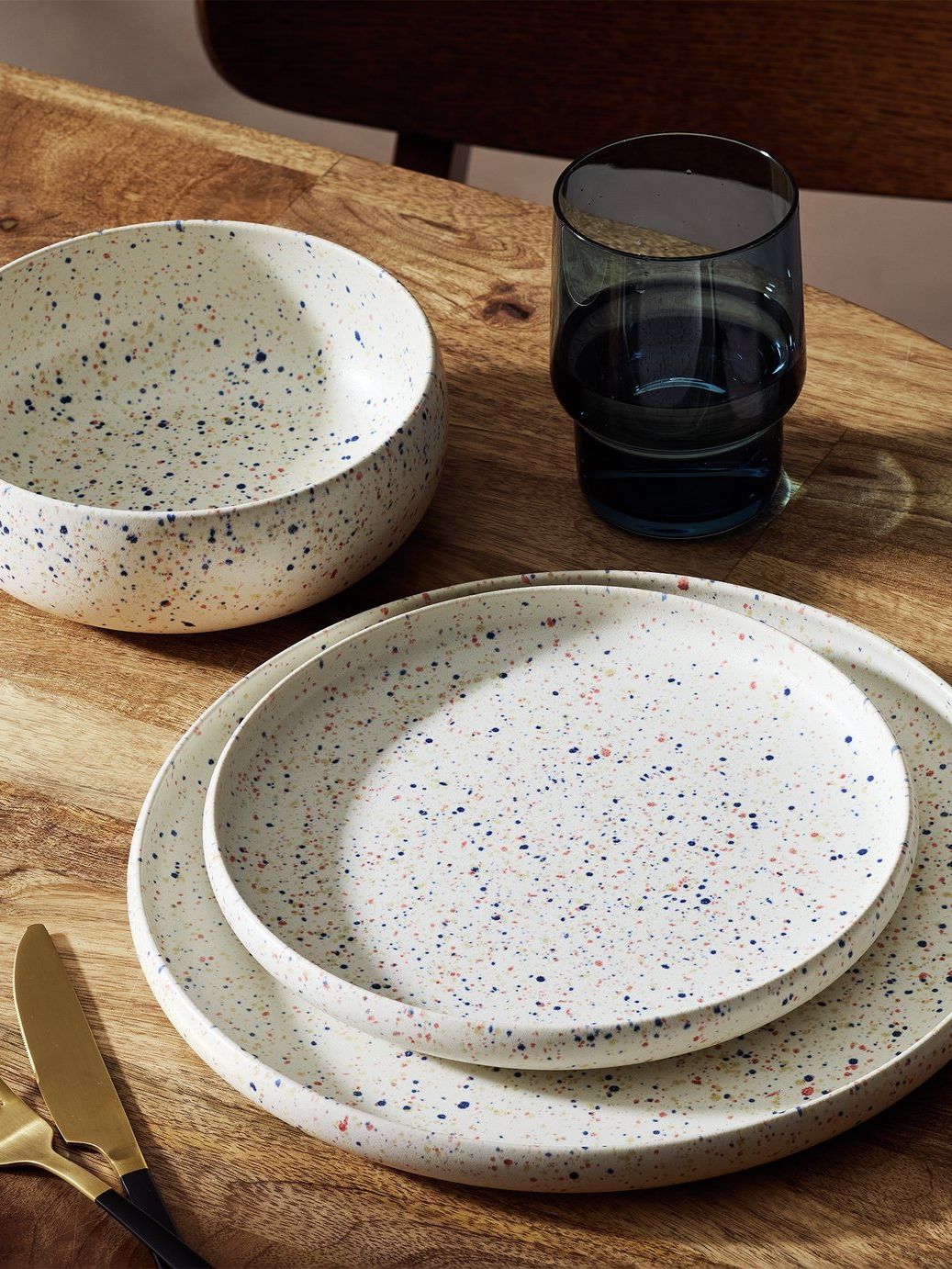 Habitat Reactive Speckle 12 Piece Stoneware Dinner Set-White