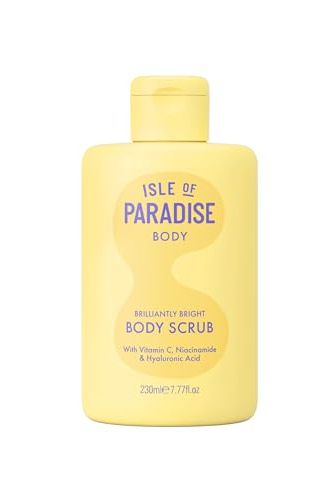 Isle of Paradise Brilliantly Bright Body Polish - Smoothes Rough, Dry Skin - Hydrating Exfoliating Scrub With Vitamin C, Niacinamide, and Hyaluronic Acid - 7.77 Fl. Oz