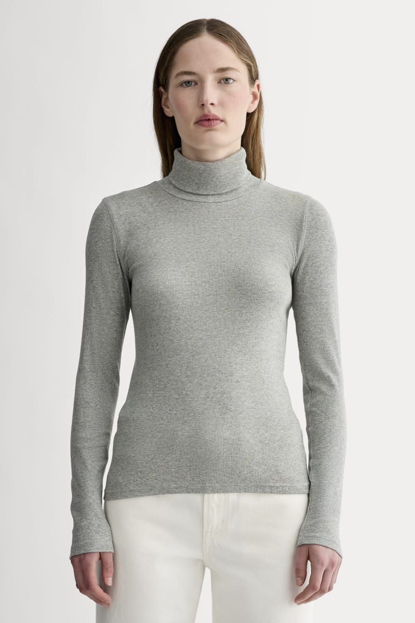 The Luxe Rib Turtleneck | Washed Heathered Grey - Xxs